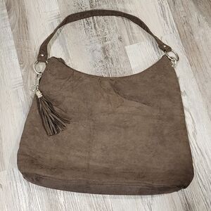 Bella Russo Brown Faux Suede Hobo Bag